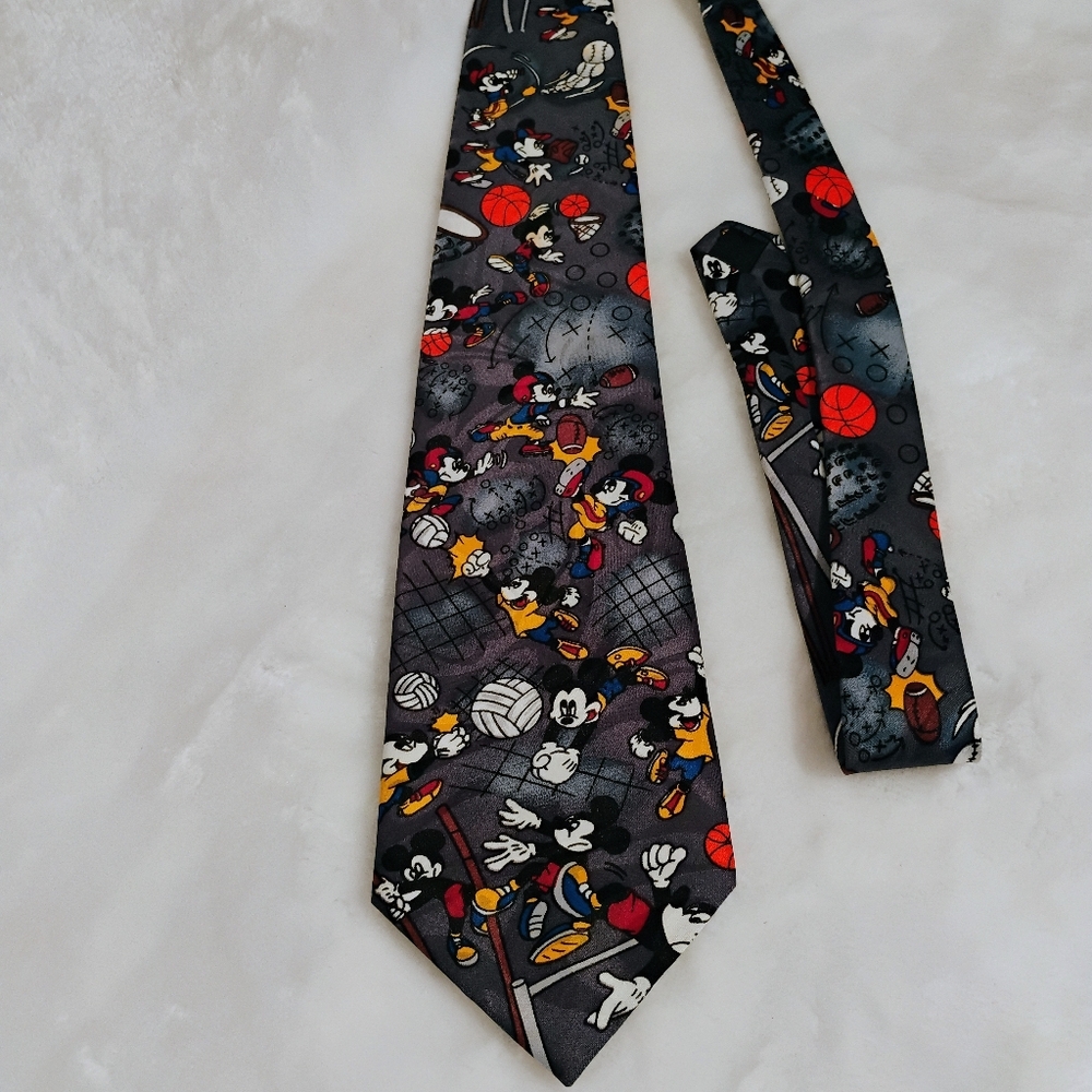 Mickey Unlimited Disney Sports Necktie Mickey Mouse Basketball Football Gray